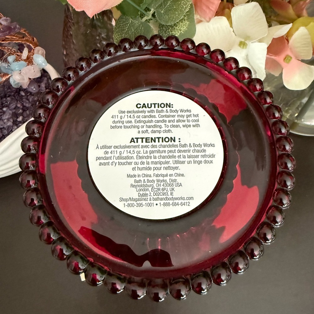 🆕🕯️ BATH & BODY WORKS LIMITED EDITION MAROON GLASS PEDESTAL 3-WICK CANDLE HOLDER - Picture 6 of 7